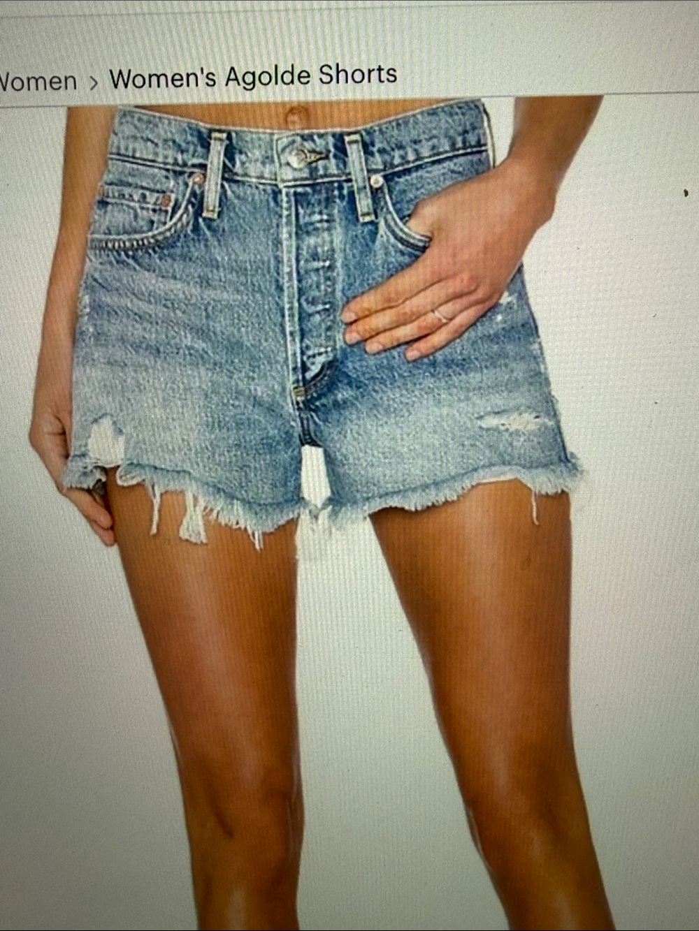 Agolde Parker Vintage Cut Off Short Blue Distressed Denim Cutoff Shorts